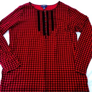 CHAPS Denim- women long sleeved T-shirt 1X black&red